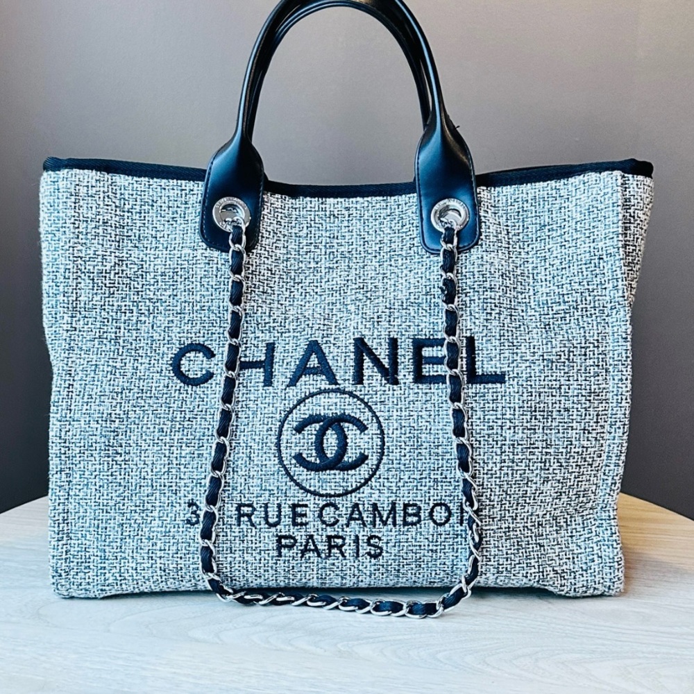 Chanel Black and Gray Tote Bag with Iconic Design